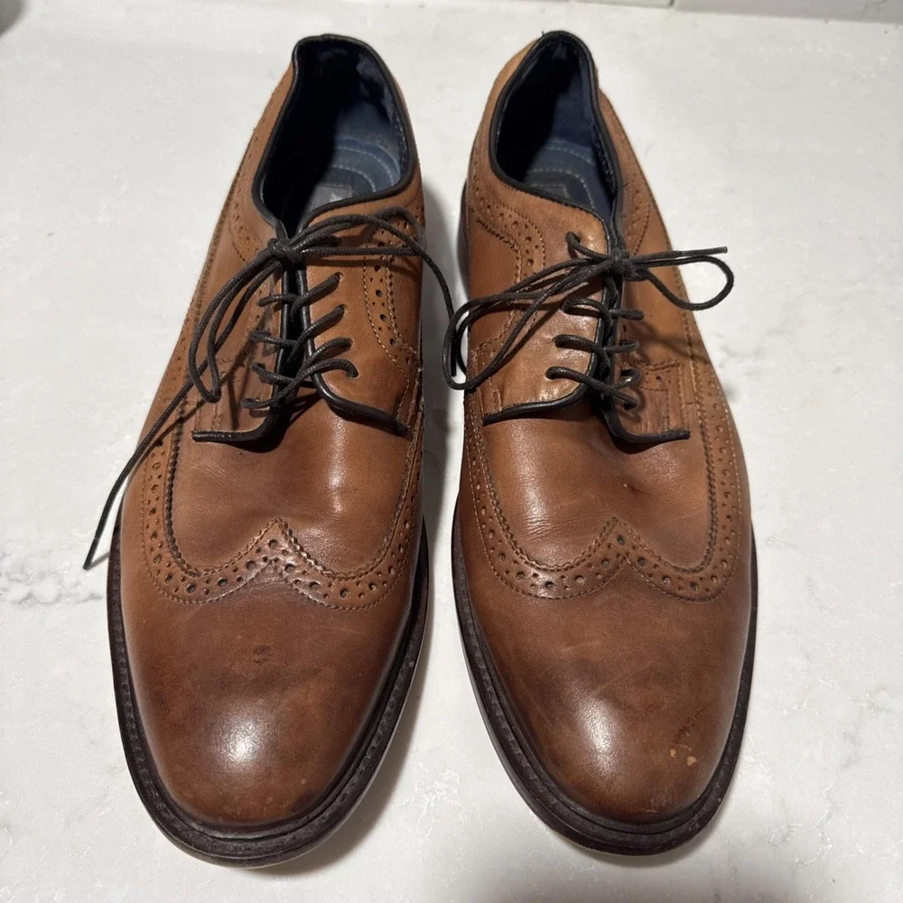 Aston Grey Lovorwen 1009219 Wingtip Oxford Dress Shoes Brown Leather Size 11